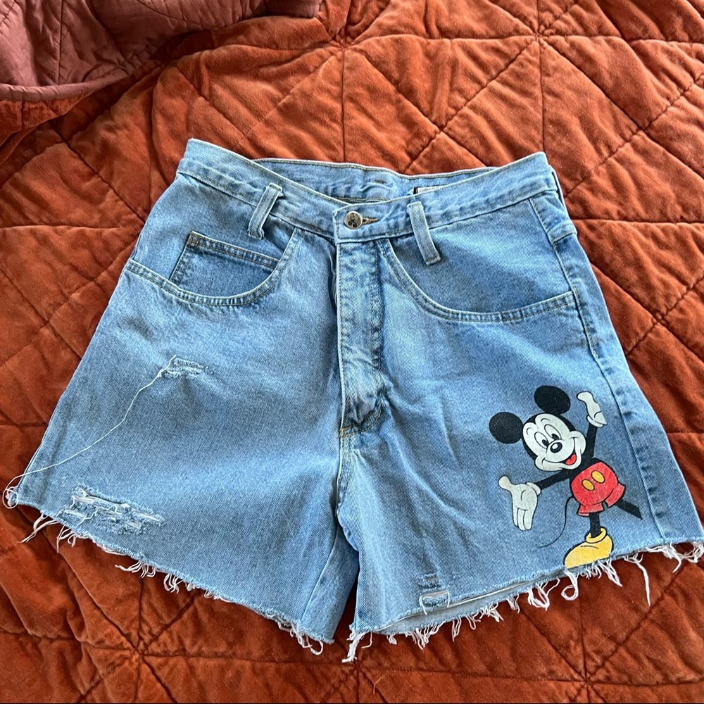 Vintage Jerry Leigh Mickey Mouse Disney Cut Off Denim Shorts